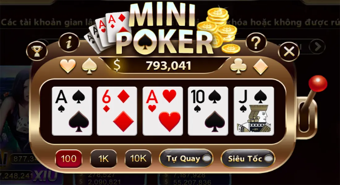 game danh bai 1 Hướng dẫn tham gia chơi game đánh bài mini poker trên Nhatvip